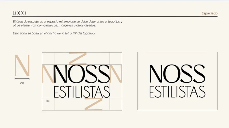 Lámina de espaciado: área de respeto del logotipo medida sobre el ancho de la letra N